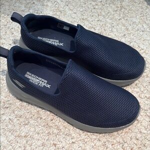 Skechers Black and Gray Slip-On Loafers with Breathable Knit